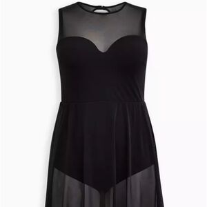 Torrid Black Sheer Underwire Mesh Swim Dress